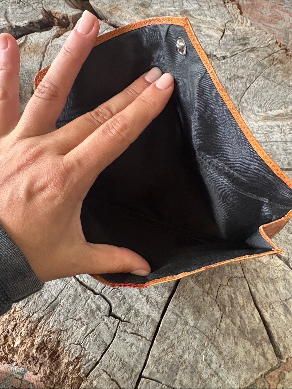 Vintage Tooled Floral Leather Envelope Clutch | Boho Western | Genuine Leather - Picture 6 of 8